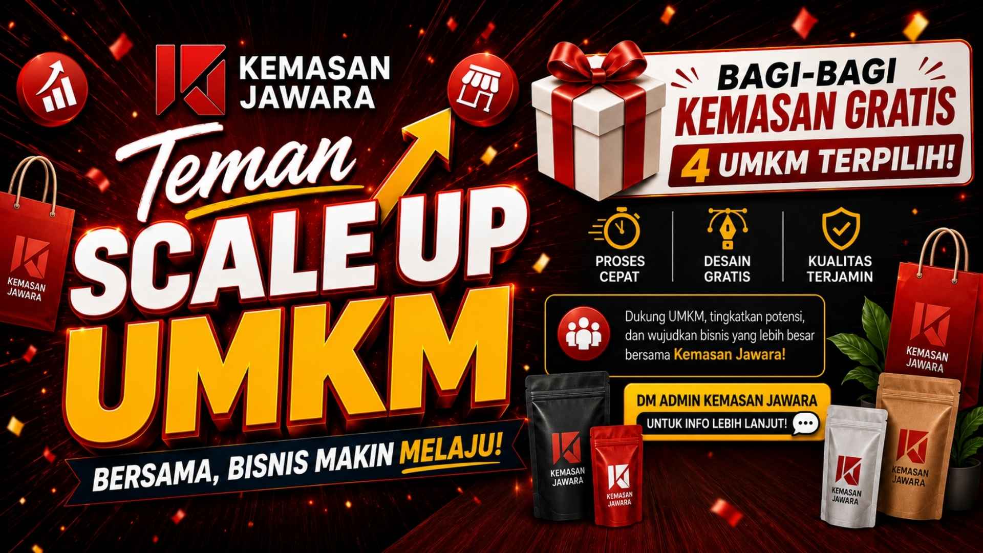 Bagi-Bagi Kemasan Gratis untuk 4 UMKM Terpilih dari Kemasan Jawara