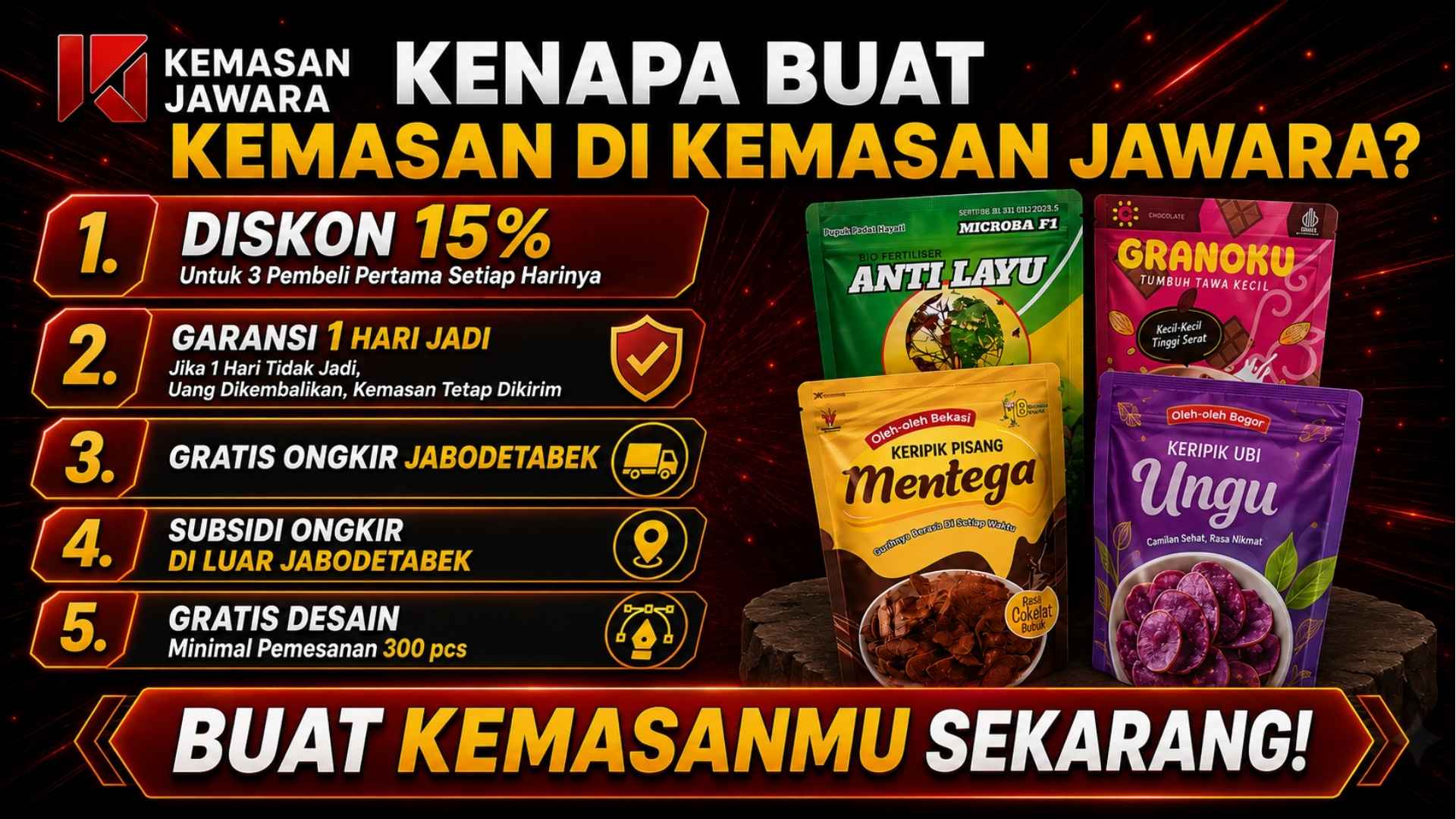 Keunggulan membuat kemasan di Kemasan Jawara