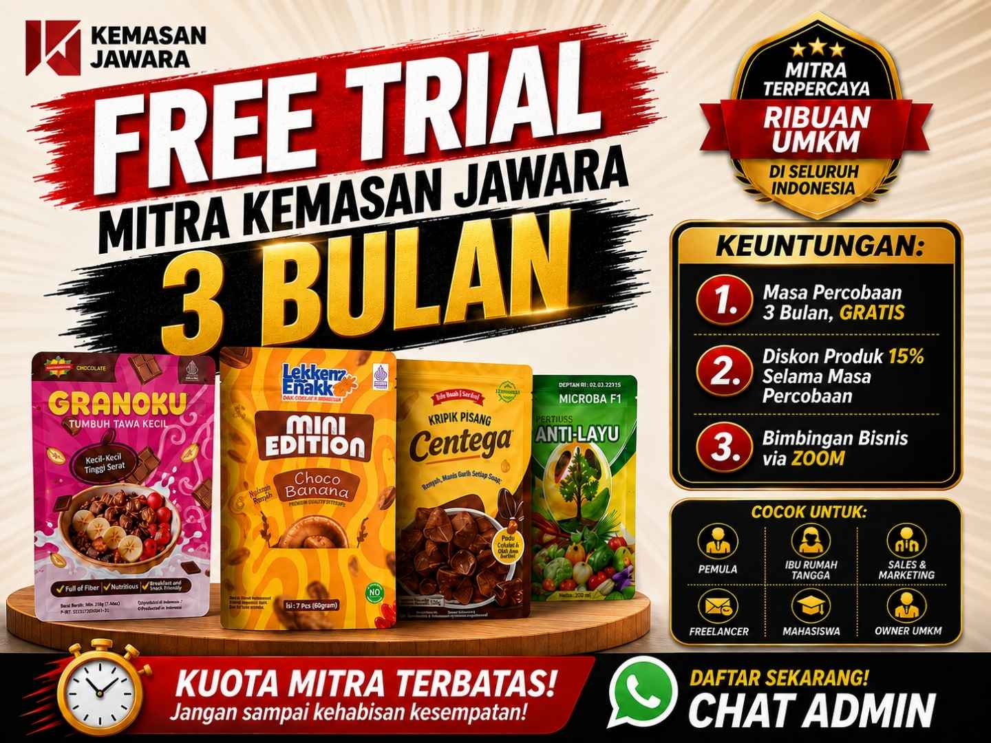 Free Trial Mitra Kemasan Jawara 3 Bulan